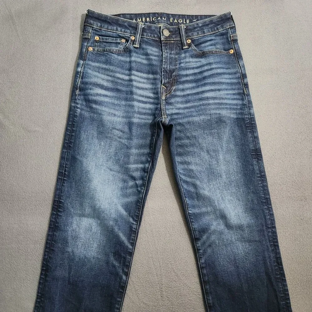 American Eagle Jeans Men 29X30 (30X29) Airflex+ Original Straight Leg Dark Wash